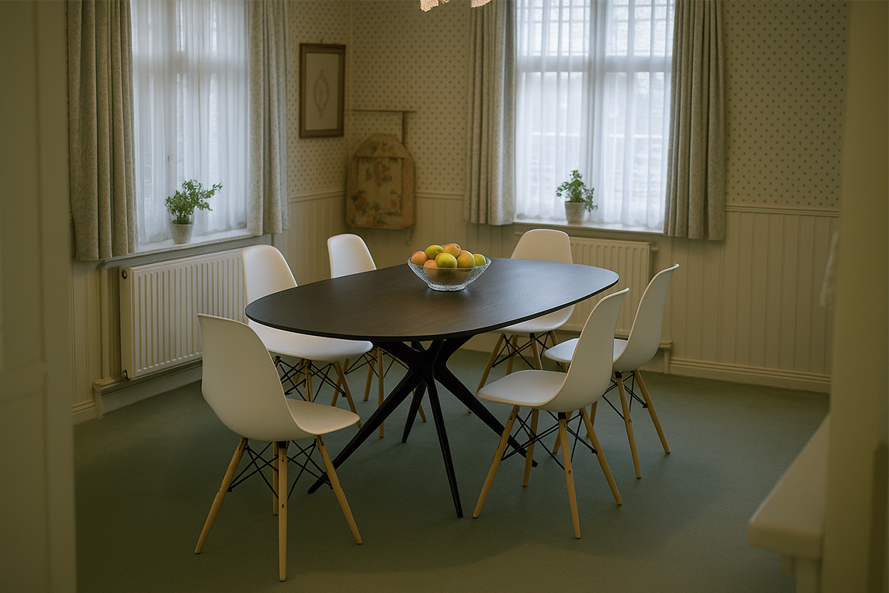 Woonkamer met design bank
